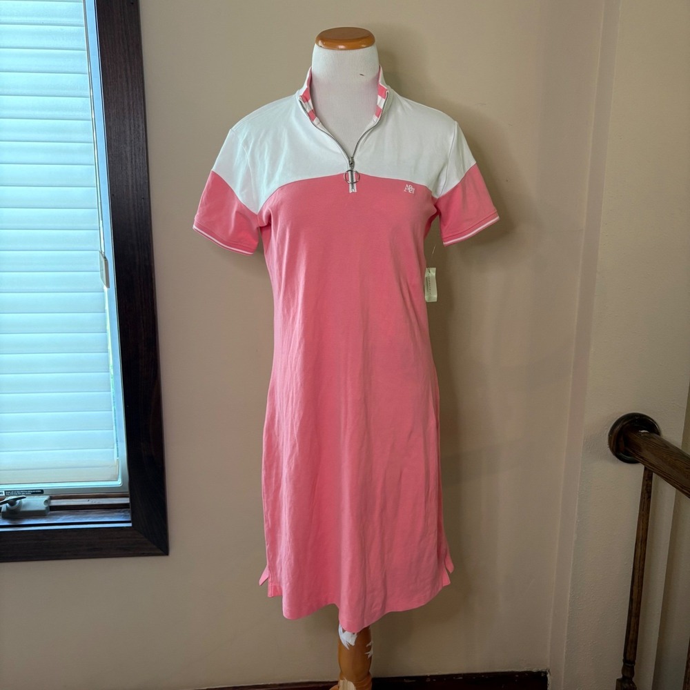 Aeropostale NWT Pink White Colorblock Polo Golf, Tennis Dress Preppy Medium - Picture 2 of 9
